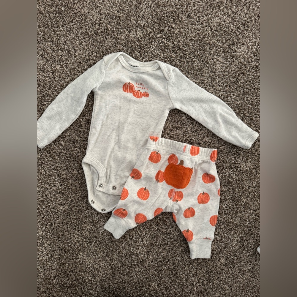 Carter's Gray and Orange Pumpkin Matching Set